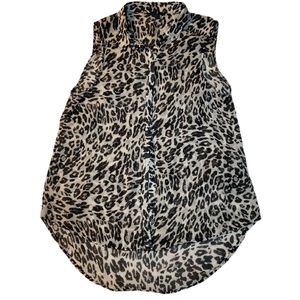 H&M Sleeveless Chiffon Blouse Leopard Top Size 8 NWOT